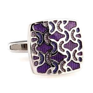  Silver Woven Purple Maze Cufflinks Cuff Links Jewelry