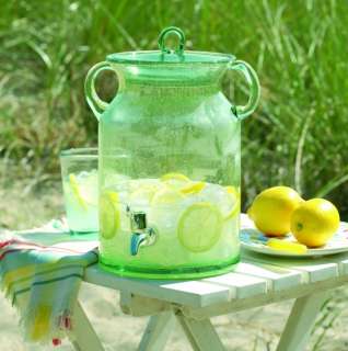 Recycled Green Glass Beverage Drink Dispenser Pitcher  