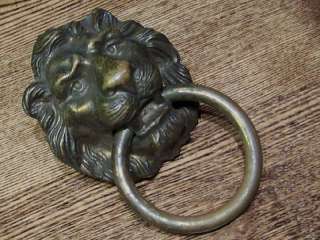 Old Antique Lion Head Drawer Drop Ring Pull solid Brass nice from 
