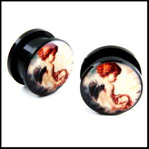 Pair of Baby Angel Acrylic EAR PLUGS GAUGES (PICK SIZE)  