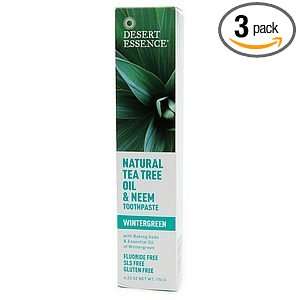 Desert Essence Natural Tea Tree Oil & Neem Toothpaste, Wintergreen   6 