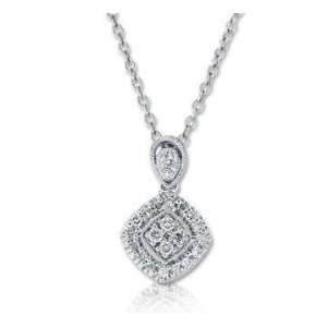  14k White Gold 1/8 Carat Diamond Drop Necklace Jewelry