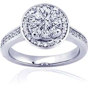  1.10 Ct Round Halo Diamond Engagement Ring Pave VVS2 Cut 