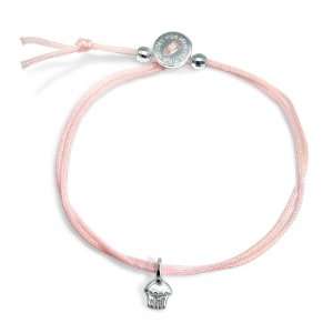 Alex Woo Mini Cord Bracelet Pink with Sterling Silver Mini Cupcake 
