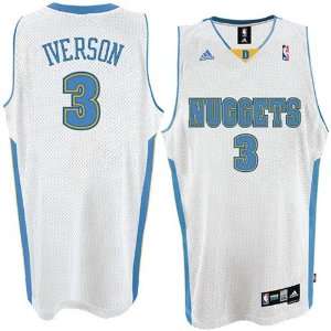 Allen Iverson #3 Denver Nuggets Swingman NBA Jersey White Size L