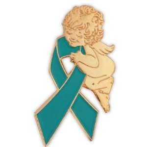  Teal Ribbon Angel Pin Jewelry