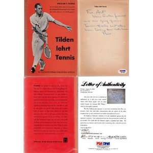  Signed Bill Tilden Lehrt Tennis German Book PSA LOA 