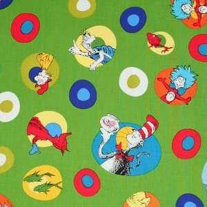 Robert Kaufman Celebrate Dr. Seuss Character Dot Green Fabric Yardage