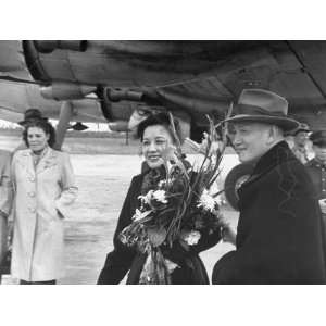 General and Mrs. Chiang Kai Shek, Reunited after 13 Months, at Airport 