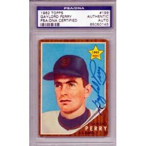 Gaylord Perry Autographed 1962 Topps Card PSA/DNA Slabbed   Signed MLB 
