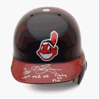 Grady Sizemore Autographed Indians Helmet Inscribed 100th MLB HR 7/5 