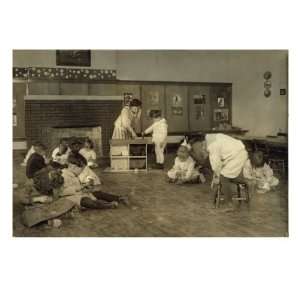 Kindergarten Children in Horace Mann School Working on Doll Houses 