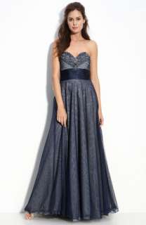 Adrianna Papell Beaded Tulle Ball Gown  