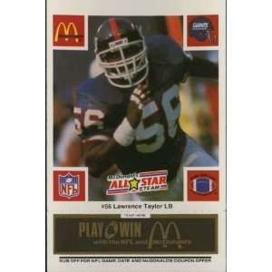 Lawrence Taylor New York Giants McDonalds NFL Play & Win 1986 