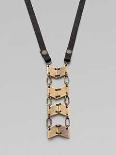 Instinct Antiqued Leather Trimmed Bib Necklace