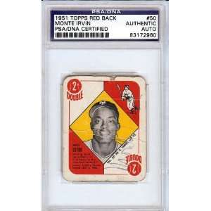 Monte Irvin Autographed/Hand Signed 1951 Topps Red Back Card PSA/DNA 