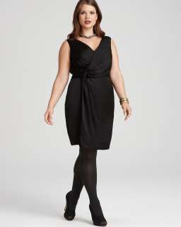 DKNYC Plus Size Sleeveless V Neck Dress With Side Knot   Dresses 