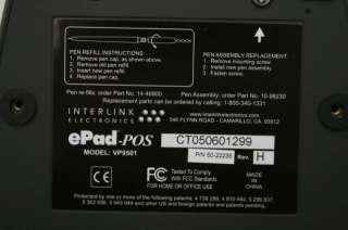ePad POS Interlink Electronics Signature Pad VP9501 Virtual Payment 