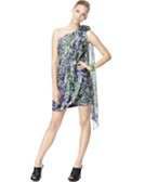    Theia Printed One Shoulder Dress with Bubble Hem 