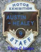 austin healey motor exhibition staff pin badge from a small run of 