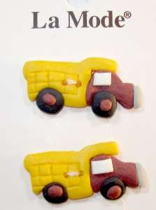 Handmade Clay Dump Truck Construction Buttons 1 2/Card  