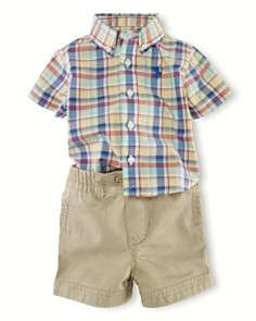 Ralph Lauren Childrenswear Infant Unisex Plaid Shirt & Twill Shorts 