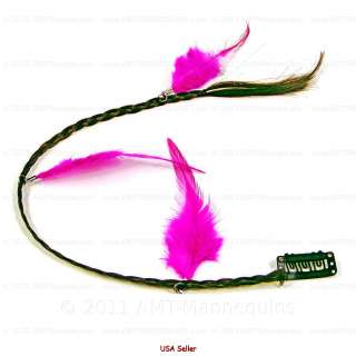 Pink hair Halloween extension   real feather 16 hair extension 