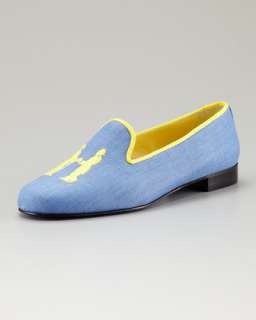 Embroidered H Gentlemen Linen Loafer, Chambray Blue