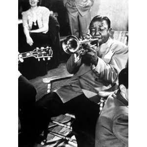 Roy Eldridge Playing Trumpet During Gene Krupas Jam Session at Gjon 