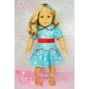 RUBY ROSE ** Floral Summer Dress & Hairpin ~ Fits 18 American Girl 