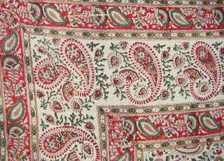 FRENCH PAISLEY RED, CREAM & GREEN KING TAPESTRY THROW COVERLET 