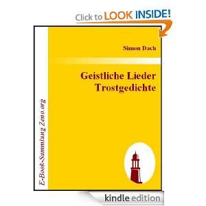   Trostgedichte (German Edition) Simon Dach  Kindle Store