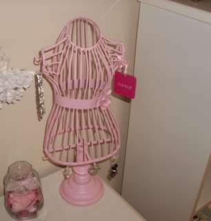 UNIQUE SHABBY PINK CHIC WIRE DRESS FORM JEWELRY HOLDER NEW W/TAG 