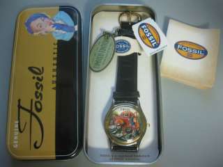 RARE FOSSIL Hand Painted WATCH Car & Fisherman NEW  