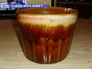 Friendship Pottery FP 16 USA Planter   Brown Tangerine Drip  
