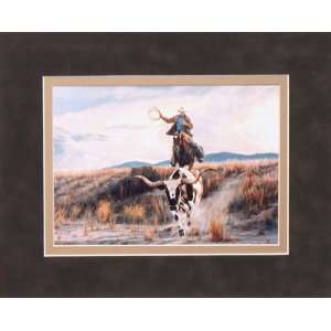 Tim Cox BRINGING HOME RANCH PET Matted Suede Print