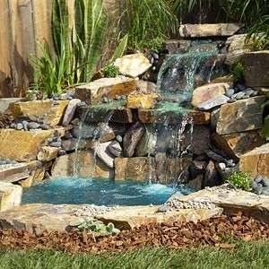 Pond Water Feature and Waterfall, Natural Stone Garden Decor in a Box 
