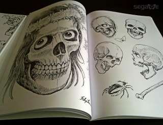 Skulls by Filip Leu popular design Tattoo Flash Book manuscript 15x12 