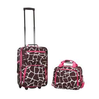 Rockland 2 Pc Carry On Luggage Set   Pink Giraffe  