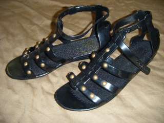 Black Designer Gladiator Jelly Sandal Shoes Sz 6.5 Stud Nomad Inspired 