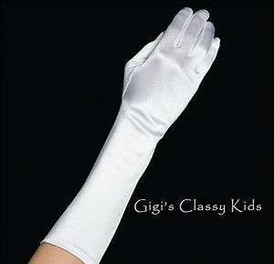 New Kids Girls White Satin Long Gloves First Communion Wedding Flower 