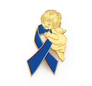 Blue Child Abuse Awareness Ribbon Angel Pin Tac New  