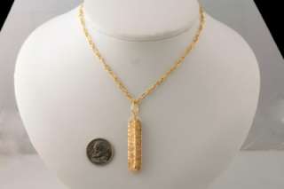 18K Gold 3 Sided Cartouche Necklace English, Hieroglyphic, & Urdu Name 