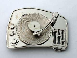 MUSIC OLD SCHOOL RECORD PLAYER GRAMOPHONE BELT BUCKLE  