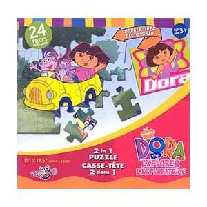   Dora the Explorer 2 in 1 Puzzle   24 Double Sided Pieces Toys & Games