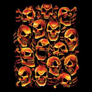 725a Flame Fire Skulls Heat Transfer T Shirt Iron On  