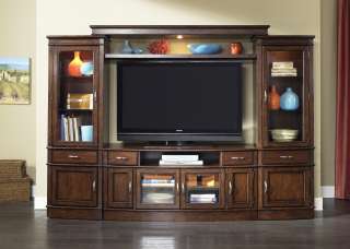 New Hanover Entertainment Tv Stand With Piers & Light Bridge Cherry 