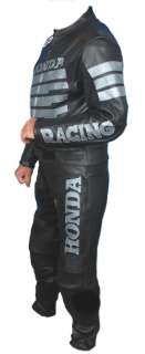 2PC Honda Motorcycle Leather Racing Suit Black Size 42  