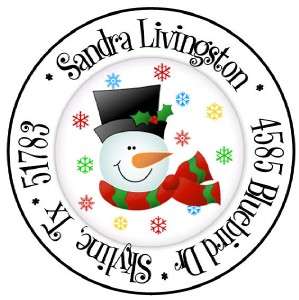 SNOWMAN & POLKA DOT #70 LASER ROUND ADDRESS LABELS  