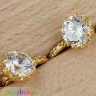   18K Gold Filled White Topaz Jewelry Gemstones Huggie Earrings EH0014